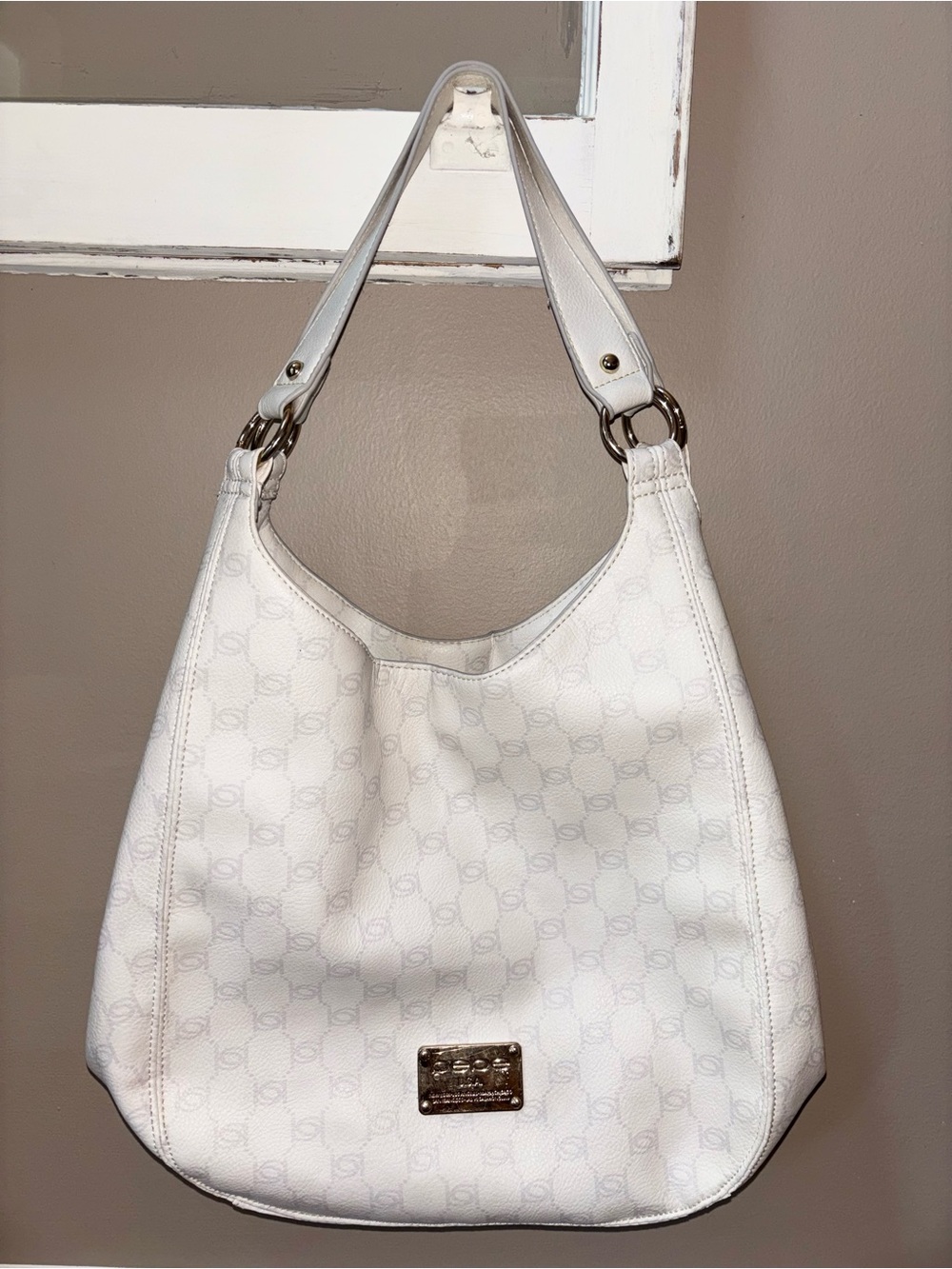 Y2K Bebe Logo Hobo White Gold Large
Shoulder Bag